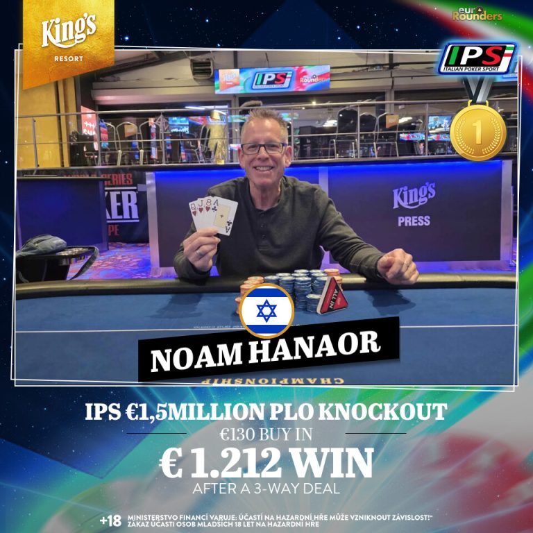Winner of the even deal in the IPS €1.5MILLION PLO Knockout: Noam Hanaor (ISR)