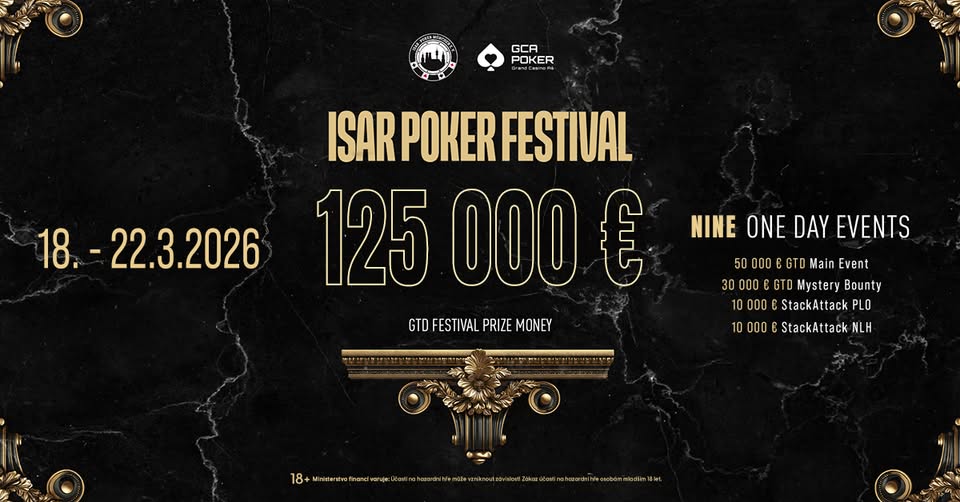 The Isar Poker Festival offers a guaranteed €125.000 in the GCA Pokerroom!