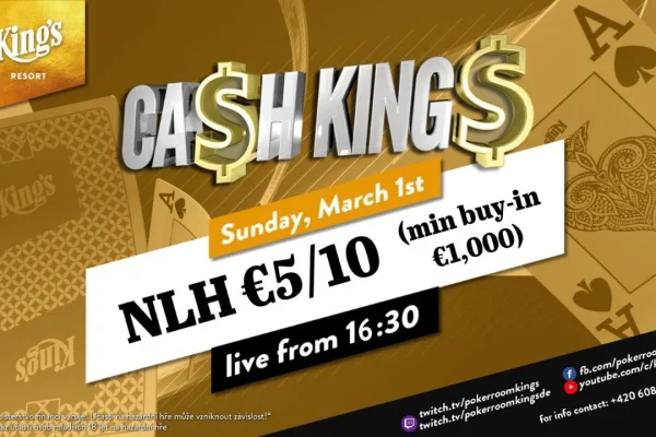 Sunday from 16:30 – Ca$h King$ Special NLH €5/€10 from King’s!