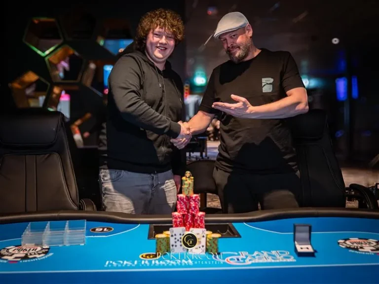 Laurence Kratzer celebrates at the WSOPC Colossus in Liechtenstein!