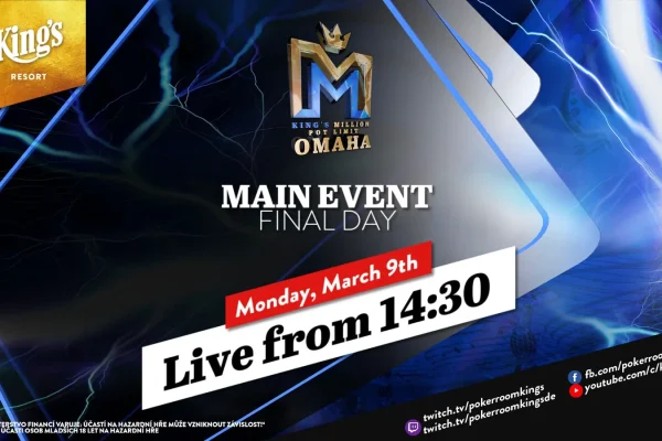 Monday from 14:30 – Final Day of the €1.100 King’s Million PLO Main Event from King’s!