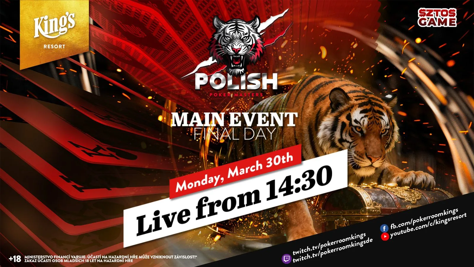 Monday from 14:30 – Final of the €165 Polish Poker Masters Mystery Bounty Main Event!