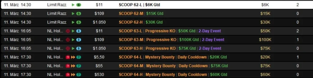 Crazy double strike by “Premove” at the SCOOP on PokerStars!