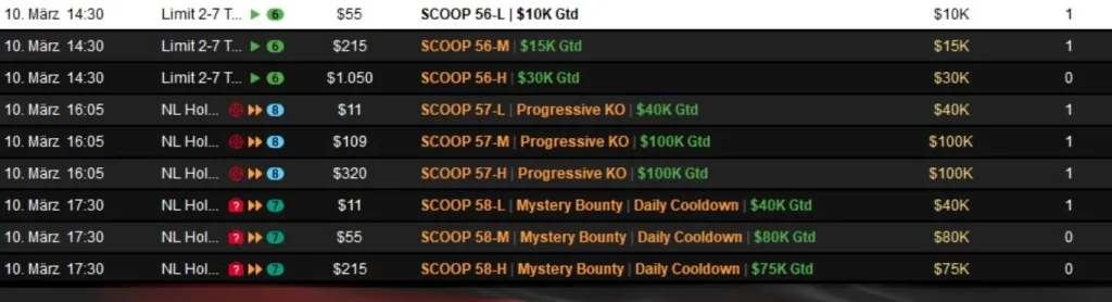 Crazy double strike by “Premove” at the SCOOP on PokerStars!