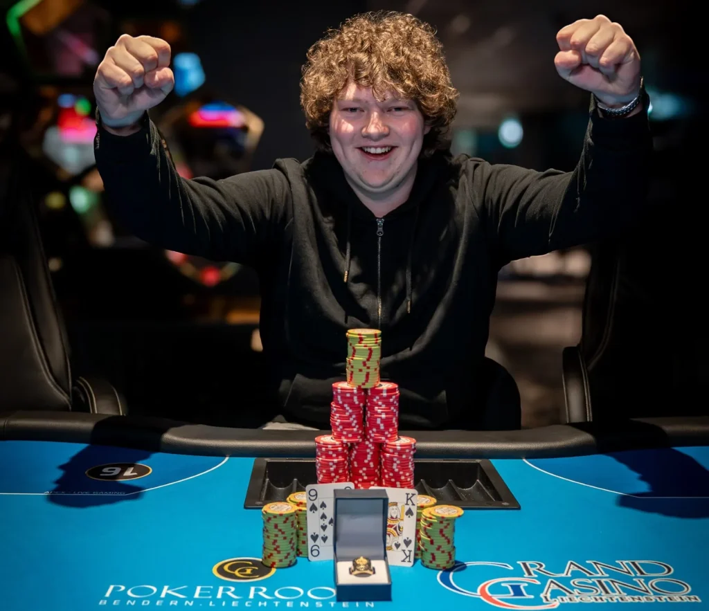Laurence Kratzer celebrates at the WSOPC Colossus in Liechtenstein!
