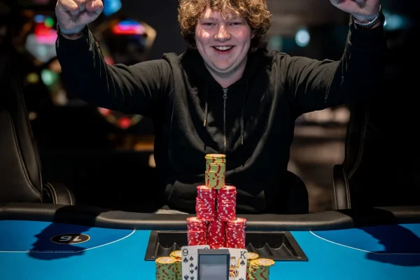 Laurence Kratzer celebrates at the WSOPC Colossus in Liechtenstein!