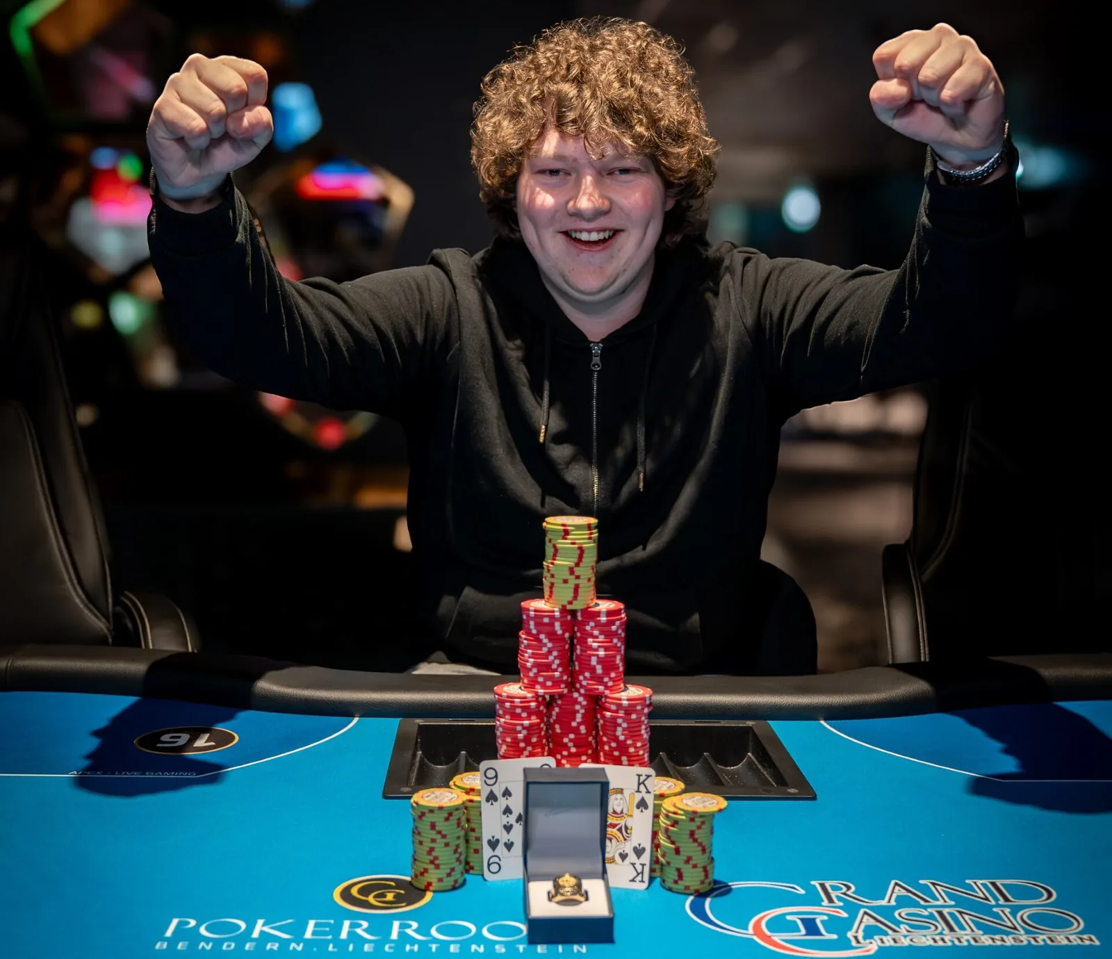 Laurence Kratzer celebrates at the WSOPC Colossus in Liechtenstein!