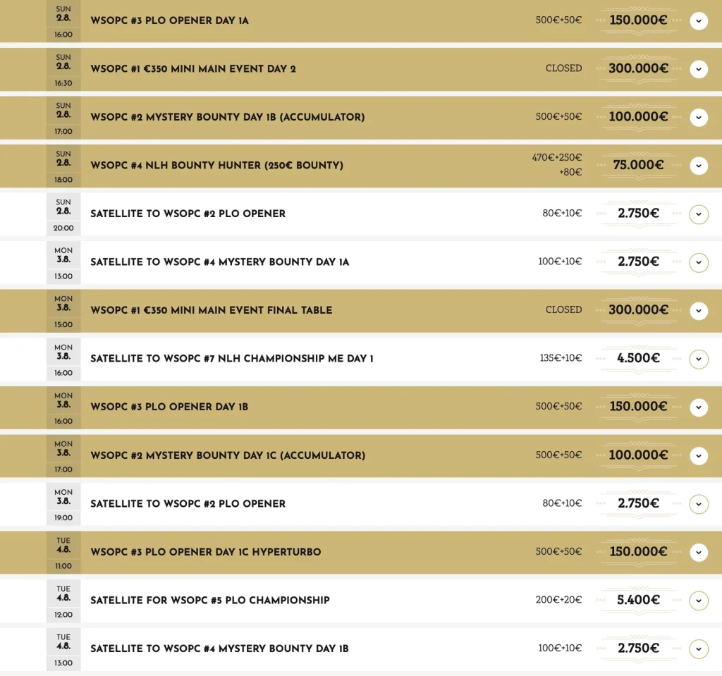 Twelve WSOP Rings and €2,8 Million Guarantee at the WSOP Circuit Slovakia at Card Casino Samorin!