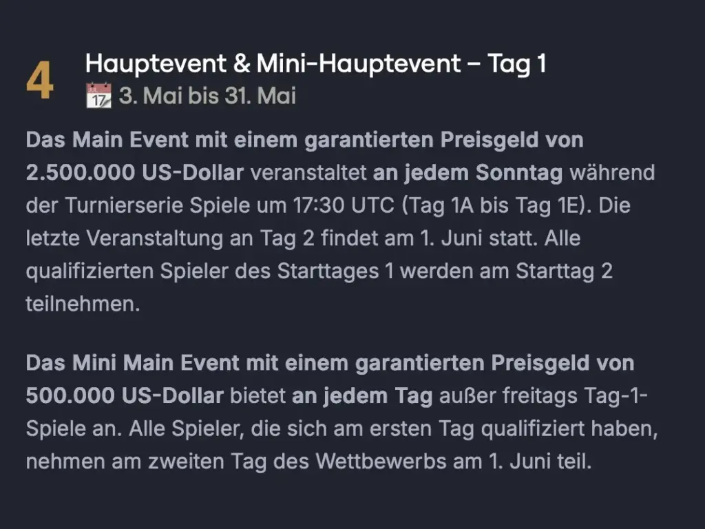 CoinPoker World Poker Masters WPM - Stages